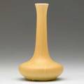 Grand feu mission ware bottleshaped vase covered in matte yellow crystalline glaze stamped mission art pottery la cal 30 kk 6 14 x 3 12