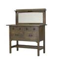 Stickley brothers diminutive sideboard with three drawers cloud lift apron and corbeled mirrored back stickley brosquaint furniture metal tag 54 12 x 44 12 x 22