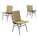 Allen gould set of three side chairs with string seats on black enameled metal frames 31 x 17 x 20