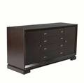 Style of james mont mahogany server with four exterior drawers brass hardware and two cabinets concealing drawers and a shelf 33 x 62 x 20