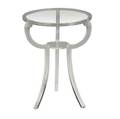 Elsie de wolfe  grosfeld house occasional table with glass top over fluted lucite base 28 x 20 dia