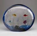Elio raffaelo aquarium glass sculpture with fish and sea plants etched signature 10 34 x 12 12