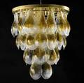 Murano brass chandelier with clear and amber textured glass shades suspended from a tiered frame with ten sockets 26 12 x 22 12 dia