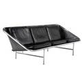 George nelson  herman miller sling sofa with black leather cushions on chromeplated steel frame rubber support embossed elasta seat 29 x 86 x 29