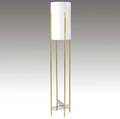 Paul mayen floor lamp with cylindrical plastic shade on brass and chromed metal base 68 x 30