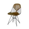 Charles and ray eames  herman miller black wire bikini chair with cafeaulait upholstery on eiffel tower base 32 14 x 18 14 x 17 14