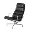 Charles and ray eames  herman miller highback soft pad chair with black leather upholstery on swivel base 38 14 x 26 x 29 12