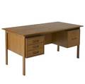 Hans wegner  johannes hansen teak desk with three open cubicles to back johannes hansen metal tag 28 12 x 56 12 x 29