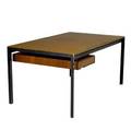 Poul kjaerholm  rud rasmussens douglas fir and enameled steel desk with single drawer 26 34 x 55 12 x 33 12