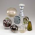 Dominick labino  erwin eisch  ric iorio etc assorted lot of eight american studio glass vases and sculptures 19671984 all but one signed largest 6 12 x 6