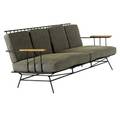 Richard mccarthy for selrite 1956 sofa with woven fabric cushions on black enameled metal frame with wooden armrests 28 14 x 75 34 x 30