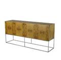 Milo baughman  thayer coggin credenza in burl veneer with two interior drawers and single shelf on chrome base thayer coggin label 34 12 x 72 x 18