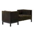 Edward wormley  dunbar teteatete upholstered in chocolate brown corduroy on ebonized wood base 28 12 x 66 14 x 27 14