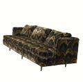 Edward wormley  dunbar sofa upholstered in brown and black velour on brass legs 30 x 88 12 x 34 14