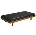Chapo daybed with black channeled leather cushion on hardwood frame 17 12 x 77 x 38