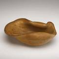 Russel wright  klise woodworking usa freeform oceana wood bowl script signature 4 12 x 13 14