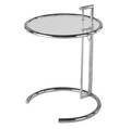 Eileen gray model e1027 adjustable chromed metal side table with glass top 27 x 20 dia