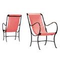 Morgan colt pair of enameled iron lounge chairs with sling seats 36 x 18 12 x 20
