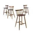 Mira nakashima set of four black walnut high stools with onepiece claro walnut seats 2005 signed dated and marked with clients name 39 x 19 x 15