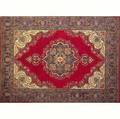 Oriental carpet with red ground and large central medallion 20th c 98 x 132