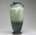 Roseville freesia floor vase marked roseville 12918 ht 19