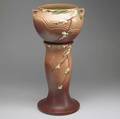 Roseville pink snowberry jardiniere and pedestal 24 12