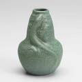 Weller fru russet small gourdshape vase with salamander verdigris glaze stamped weller 4 12