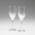 Lalique stemware pair of wine glasses with cut and frosted decoration of woman with wings 8