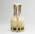 Amphora tall edda gourd shaped vase with a dripping matte ivory glaze on buttresses repaired bottom hairline to handle amphora stamp and edda medallion 12 34 x 6 12