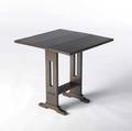 Stickley  ej audi reproduction dropleaf side table with cutout slat sides and shoe feet open dimensions 24 12 x 24 sq