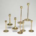 Bradley  hubbard pair of brass candlesticks together with three similar pairs bradley  hubbard 7 x 3 78 dia