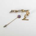 Gemset  diamond jewelry 20th c 14k bow brooch 10k stickpin nugget tietack diamonds 40 ct tw 82 gs gw