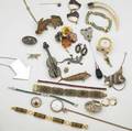 19th  20th c jewelry sixty pieces including bracelets pins necklaces earrings rings and watches in gold silver gf etc