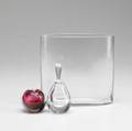 Kosta  tapio wirkkala three glass pieces two small perfume bottles by kosta one missing dauber and an elliptical vase by tapio wirkkala all marked vase 6 14 x 6 14
