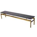 Modern elongated low table with green marble top on gilt base 16 14 x 14 34 x 78 34