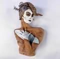 Arthur gonzalez time traveler sculptural ceramic bust signed gonzalez provenance collection of hope and jay yampol 8 x 30 x 15