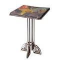 Art deco occasional table with painted oilcloth top on iron base 29 34 x 18 14 x 18