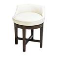 Dunbar vanity stool with white linen upholstery on pivoting base 24 x 18 12 dia
