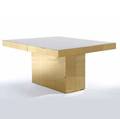 Paul evans cityscape extension dining table with an ivory plexiglass top on brass base complete with one 15 leaf closed 29 x 60 x 44