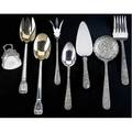 American silver serving pieces castilian by tiffany  co 10 14 salad fork and spoon gilt bowls block monograms kirk repousse 9 18 round berry spoon 9 12 fish fork 8 14 table spoon 9 7
