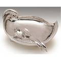 Mexican swanform silver centerbowl on bracket feet 15x 8 by c zurita 11 salad servers by juvento lopez reyes 5645 ot