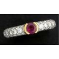 Tiffany  co ruby and diamond ring diamond pave pt band with 18k yg split bezelset circular faceted ruby approx 45 ct diamonds approx 90 ct tw 64 gs gw size 7