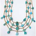 Persian gold and turquoise necklace 18k ca 1930 lattice of rope chain and prongset inscribed persian and chinese turquoise tablets suspends a fringe of seven turquoise tablets 104 gs accomodat