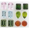 Six unmounted fine gemstone pairs emerald cut kunzites 276 cts tw approx 15mm x 12mm circular cut orange garnets 148 cts tw 12mm emerald cut aquamarines 15 cts tw approx 142mm x 95