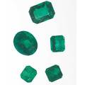 Five unmounted faceted emeralds very fine square emerald cut stone 117 cts 6mm x 6mm emerald cut 123 cts 67mm x 59mm emerald cut 1 ct 6mm x 54mm emerald cut 29 cts 10mm x 75mm