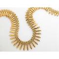 Retro italian fringe necklace 18k gold brick links with pinkish hue taper to a graduated fringe 553 gs gw 34 x 12