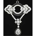 Art deco style diamond and onyx festoon brooch 18k wg with hinged pendant bail diamonds approx 85 ct tw 146 gs gw 2 14 by 1 78