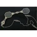 Belle epoque platinum and diamond lorgnette the hinged frame a delicate filigree set with seventeen oec diamonds filigree and paperclip platinum link chain encompasses 20 drops 4 197 gs gw