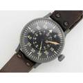 Ww2 german pilots watch lacher  co movement 02306 case h4306 55mm black face with luminous hands arabic markers and original leather strap