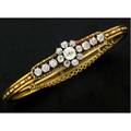 Russian gold and diamond bracelet 56 gold hinged bracelet with double vspring terminals ca 18611900 central element set with a line and circular cluster of omc diamonds approx 210 cts tw 15